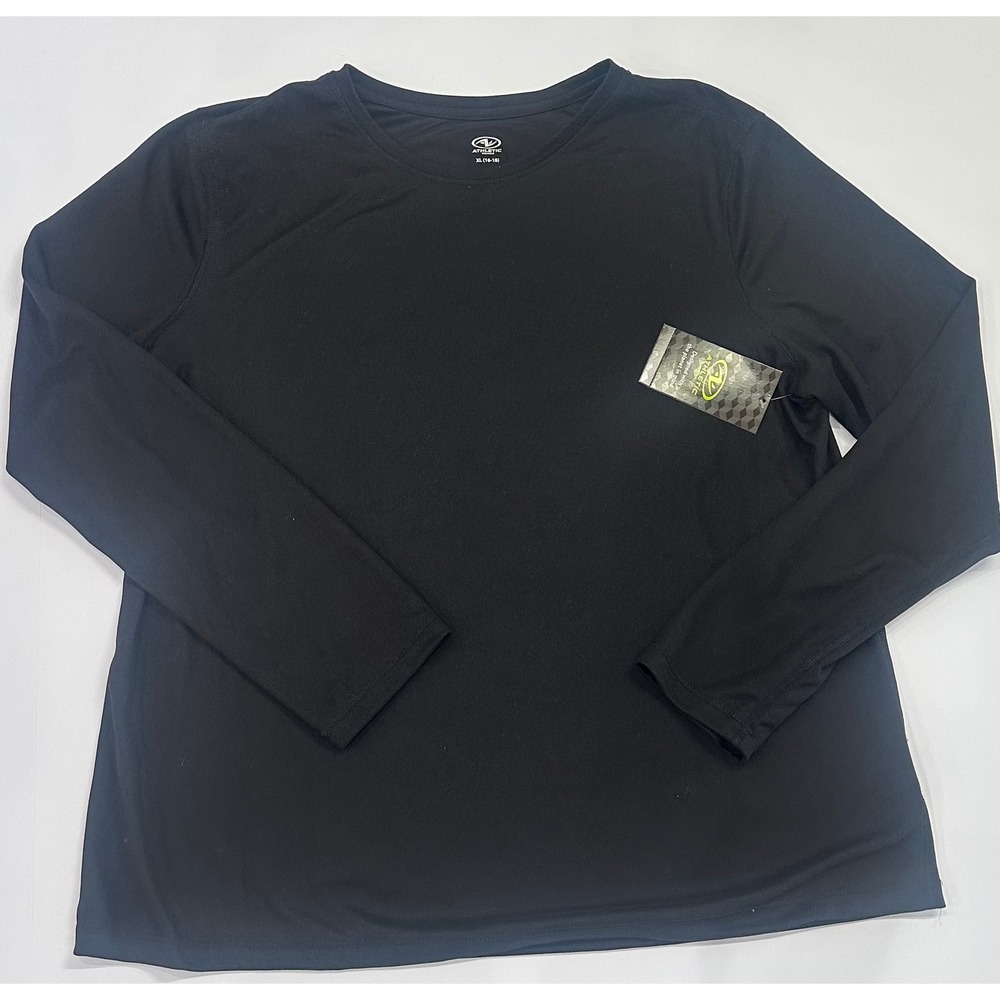 Athletic Works Womens Black Long Sleeve Performance Tee XL 16-18 AW33100077303